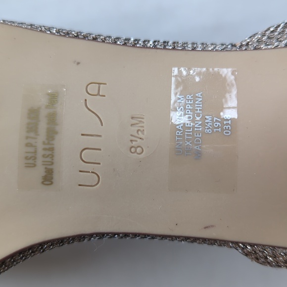 Unisa Glitter Embellished Strappy Chunky Heel Dressy Sandal 8.5M Silver - Picture 13 of 16